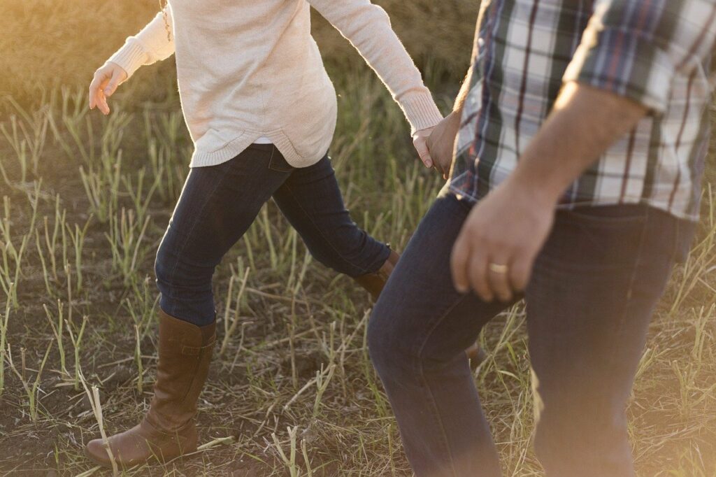 adult, couple, walking